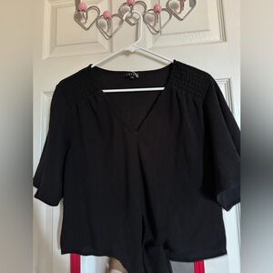 1. State Black V-Neck Blouse